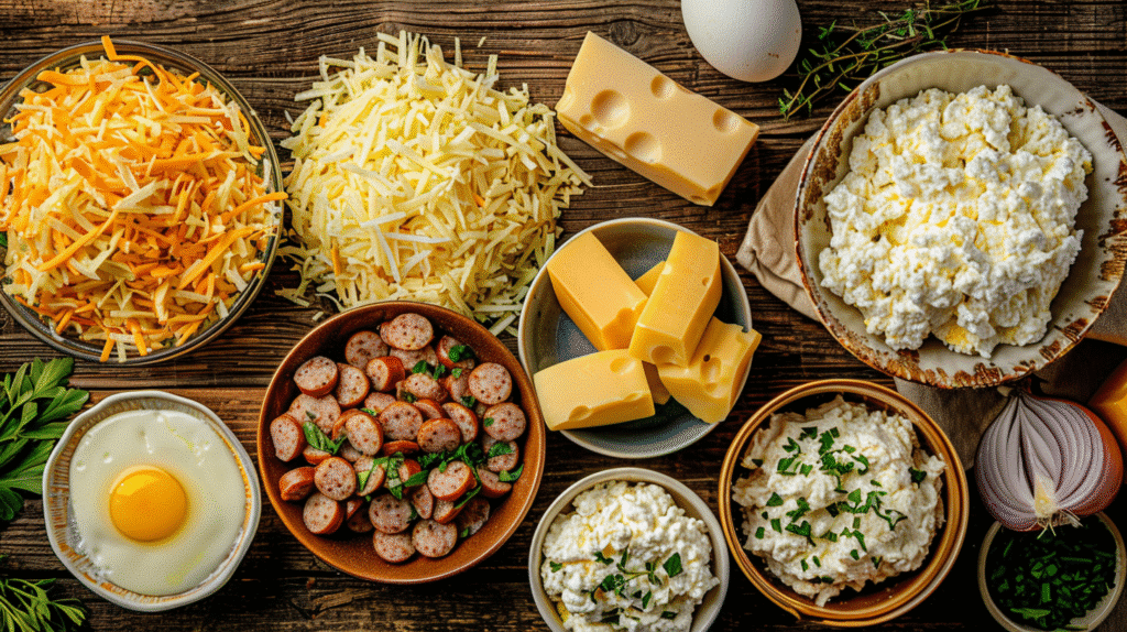 ingredients for an Amish breakfast casserole - Amish Breakfast Casserole: 10 Irresistible Reasons You’ll Love It - Donald Recipes