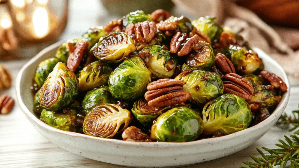 Balsamic Roasted Brussels Sprouts with Pecans 1 Balsamic Roasted Brussels Sprouts with Pecans