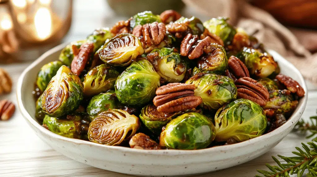 Balsamic Roasted Brussels Sprouts with Pecans 1 Balsamic Roasted Brussels Sprouts with Pecans