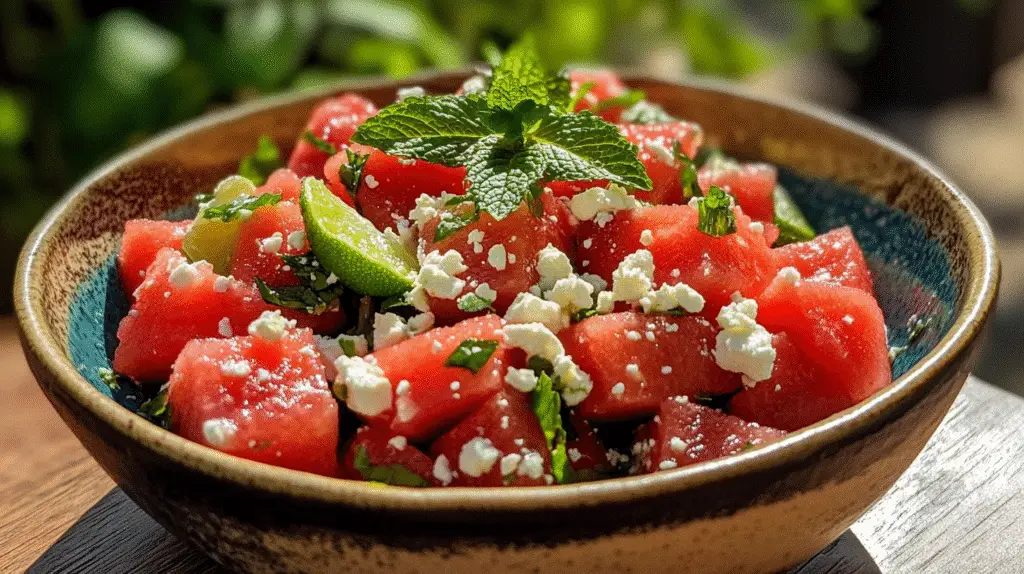 Feta and Watermelon Salad with Mint 1 Feta and Watermelon Salad with Mint