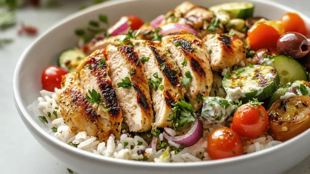 Grilled Greek Chicken Gyro Bowl 1 Grilled Greek Chicken Gyro Bowl