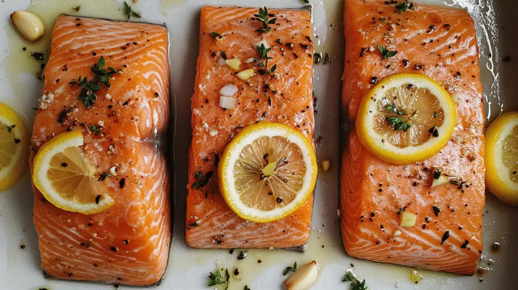 Lemon Garlic Salmon Tray Bake 1 Lemon Garlic Salmon Tray Bake