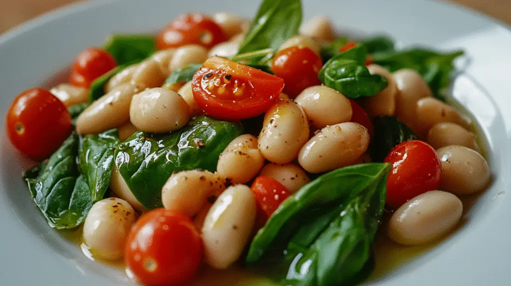 No-Cook White Bean & Spinach Caprese Salad 1 No-Cook White Bean & Spinach Caprese Salad