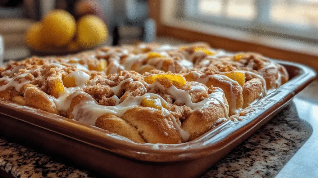 Peach Cobbler Cinnamon Rolls