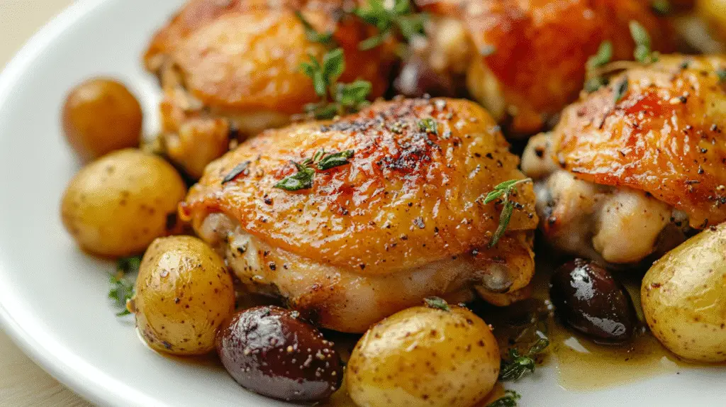 Roasted Mediterranean Chicken Thighs & Baby Potatoes 1 Roasted Mediterranean Chicken Thighs & Baby Potatoes