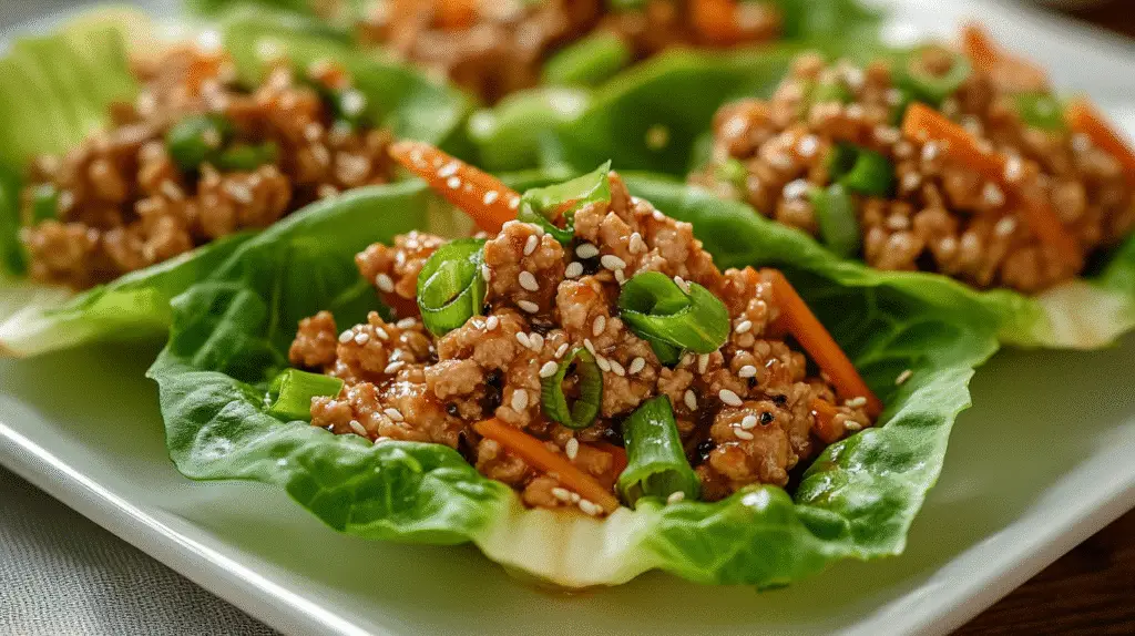 Sesame Hoisin Ground Chicken Lettuce Wraps 1 Sesame Hoisin Ground Chicken Lettuce Wraps