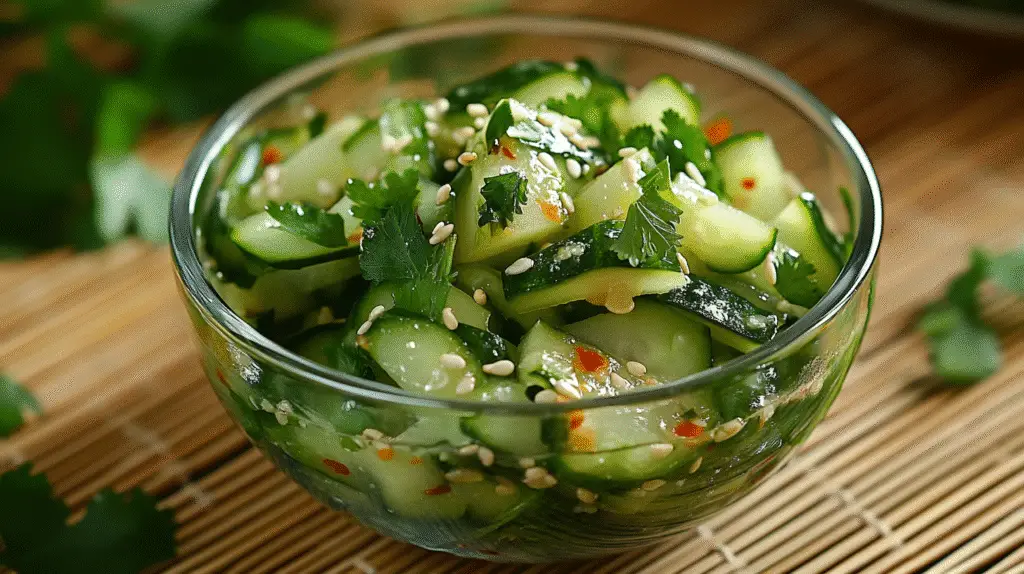 Spicy Cucumber Sesame Slaw 1 Spicy Cucumber Sesame Slaw